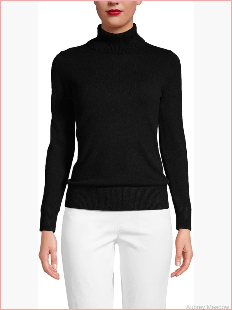 Women's Cashmere Turtleneck Sweater Pullover Long Sleeve Classic Fit Lightweight